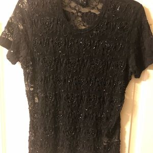 Black sheer lace with sequins